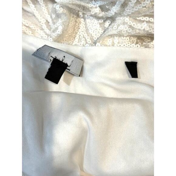 Lulus Madina White Sequin One-Shoulder Bodycon Mini Dress – Size Small - Picture 12 of 13